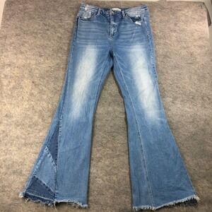 VERVET Women Blue Denim Flared Patchwork Jeans Size 31
